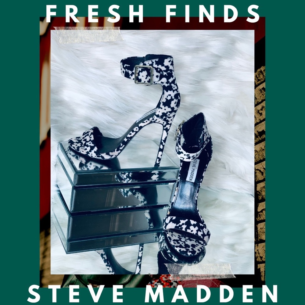 Dalmatian/cow black/white Steve Madden heels